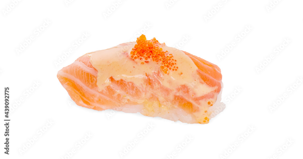 Sushi with Salmon isolated on white background Sushi with Salmon isolated on white background