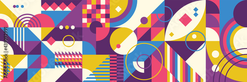 Colorful abstract geometric pattern design in retro style. Vector illustration.