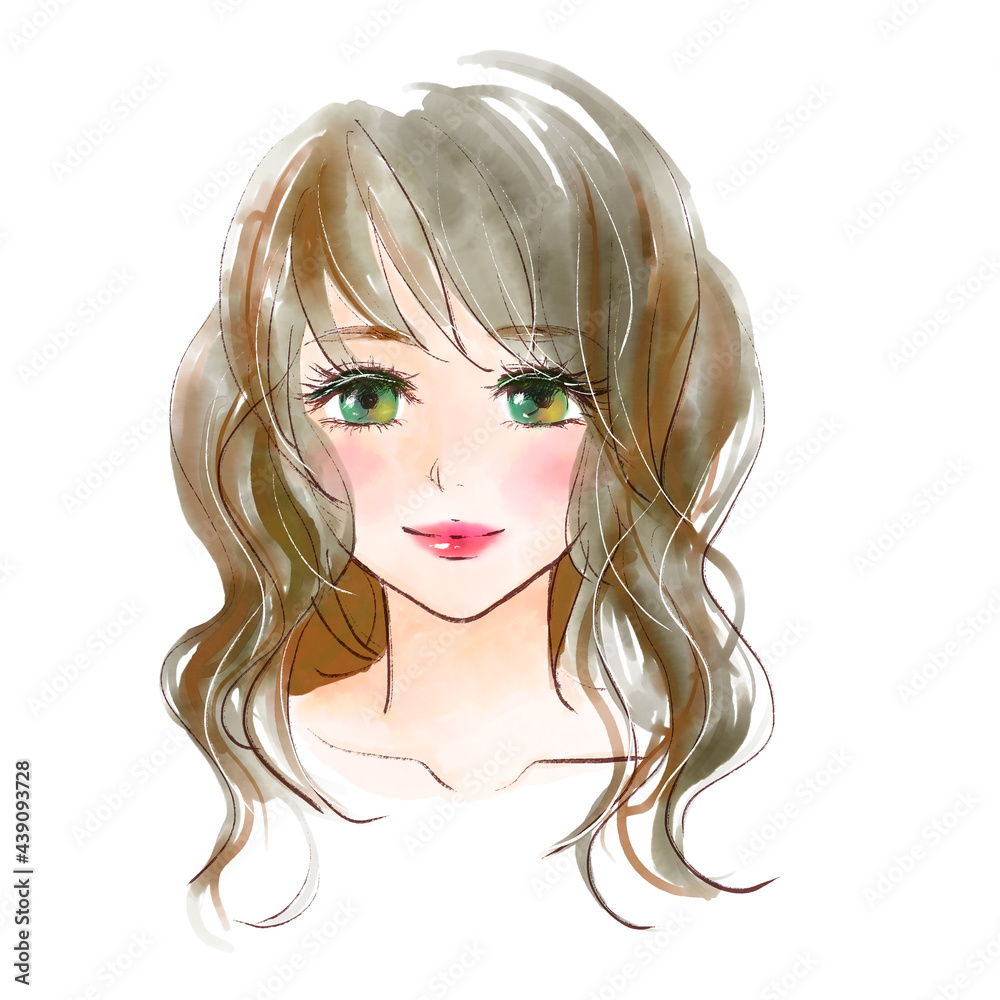 Smiling Woman, Soft Watercolor Touch Smiling Woman, Soft Watercolor Touch