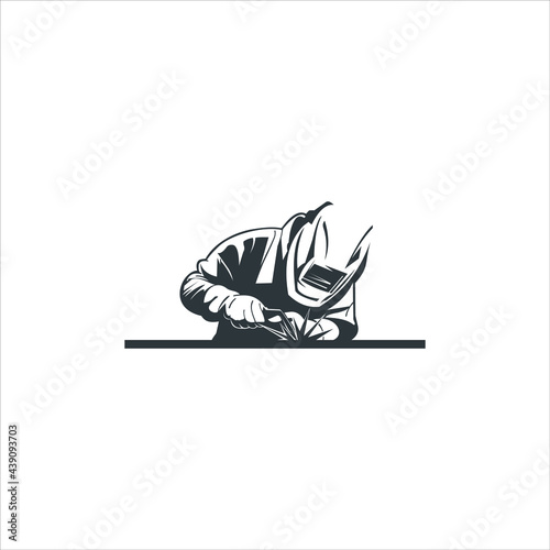vintage silhouette man welding logo design. industry icon inspiration Image
