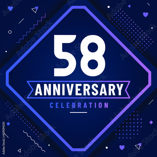 58 years anniversary greetings card, 58 anniversary celebration background free vector.