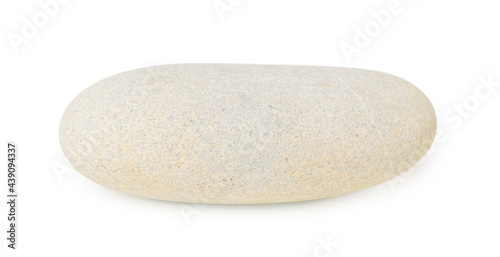 large gray sea stone in a horizontal position on a white isolated background