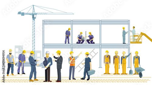 Bauarbeiter auf der Baustelle, Illustration