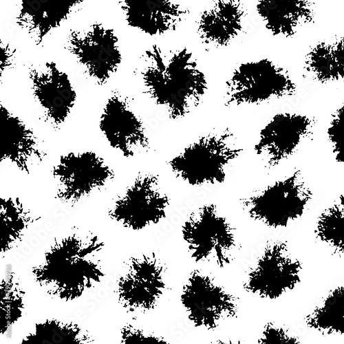 Vector seamless pattern with ink stains on white background. Illustration with grungy texture