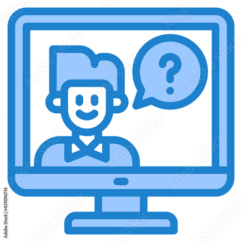 online learning blue style icon