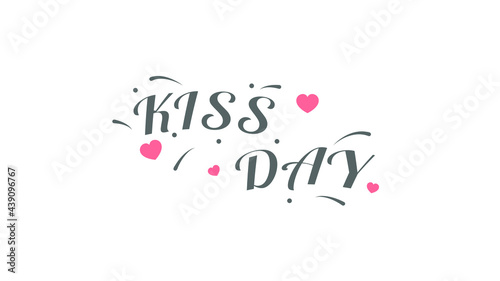 Abstract World Kiss Day Lettering Template For Card, Poster, Print Background Shadow Vector Design Style