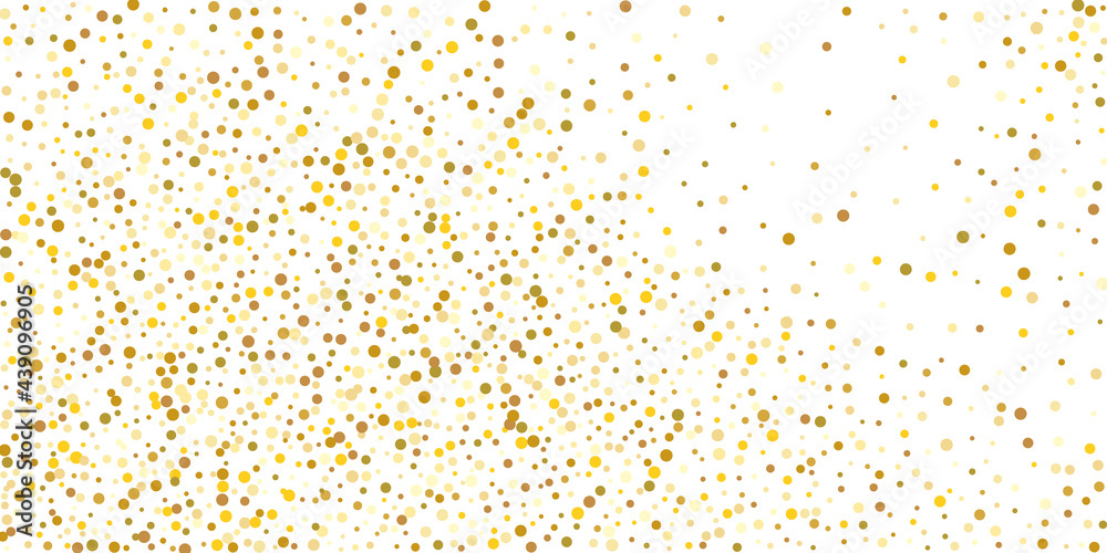 Golden glitter confetti on a white background.  Illustration of a drop of shiny particles. Decorative element. Element of design. Vector illustration, EPS 10.