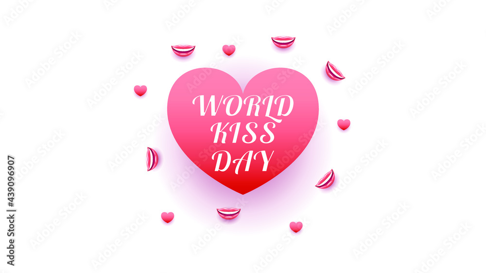 Abstract World Kiss Day Heart Template For Card, Poster, Print Background Shadow Vector Design Style