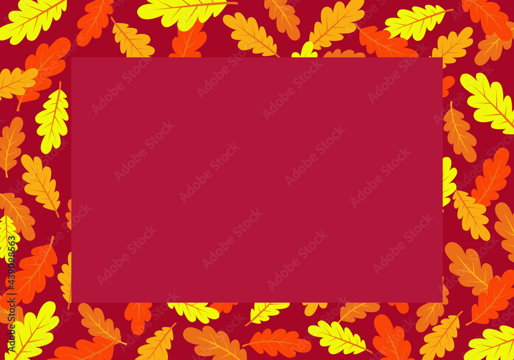 autumn frame with bright oak leaves. a postcard with a place for the text. business card. the flyer. vector. autumn frame with bright oak leaves. a postcard with a place for the text. business card. the flyer. vector.