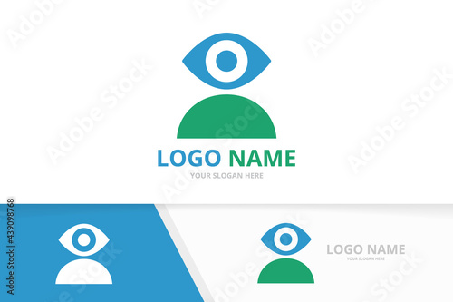 Vector eye and man logo combination. Unique vision logotype design template.