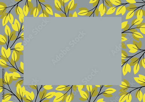 autumn frame with gold leaves on a gray background. photo frame. vector.