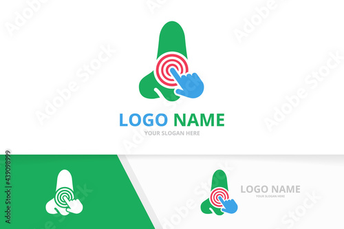 Vector nose and hand logo combination. ENT clinic, otolaryngology logotype design template.