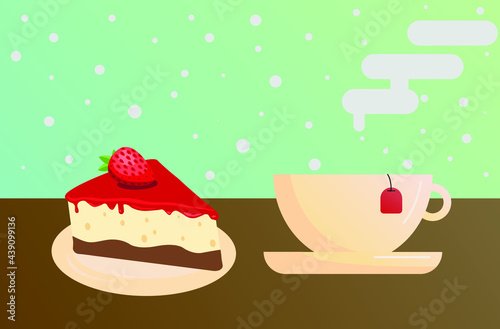coffee and cake tea strawberry