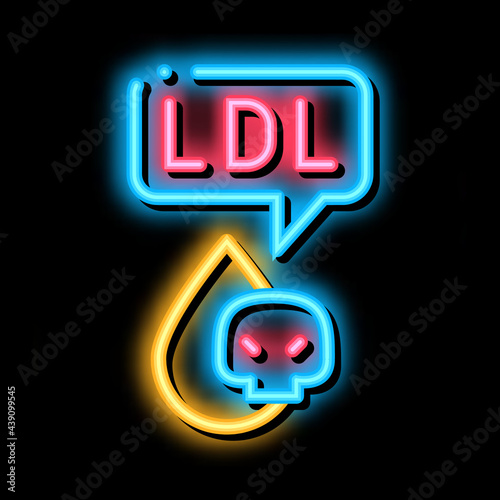 ldl atherosclerosis neon light sign vector. Glowing bright icon ldl atherosclerosis sign. transparent symbol illustration