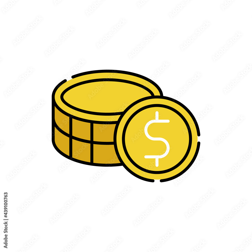 Coin icon Vector Illustration. Dollar Money Coin icon vector design concept for Payment, Finance, Currency and Trading Business. Money Coins vector icon flat design for website, symbol, sign, App UI Coin icon Vector Illustration. Dollar Money Coin icon vector design concept for Payment, Finance, Currency and Trading Business. Money Coins vector icon flat design for website, symbol, sign, App UI