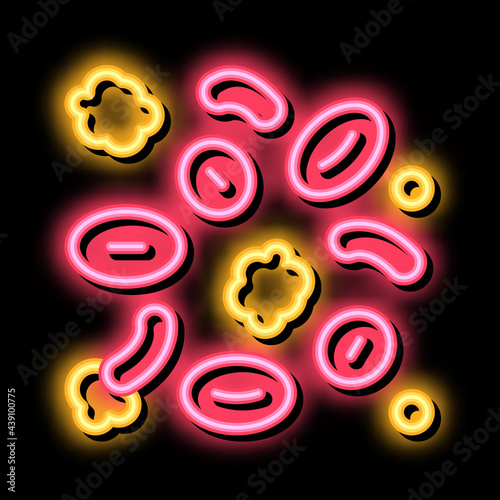 blood with cholesterol neon light sign vector. Glowing bright icon blood with cholesterol sign. transparent symbol illustration