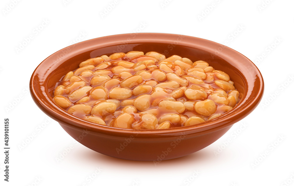 Baked beans in tomato sauce isolated on white background Baked beans in tomato sauce isolated on white background