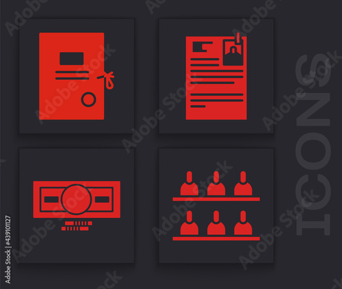 Set Jurors, Lawsuit paper, Lawsuit paper and Stacks paper money cash icon. Vector