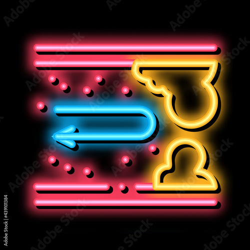 return blood in vessel neon light sign vector. Glowing bright icon return blood in vessel sign. transparent symbol illustration