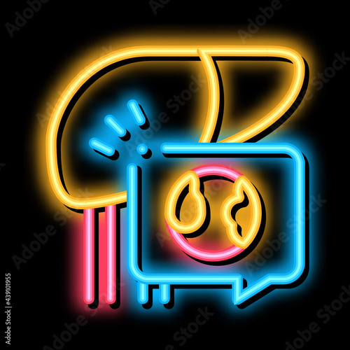 liver atherosclerosis neon light sign vector. Glowing bright icon liver atherosclerosis sign. transparent symbol illustration