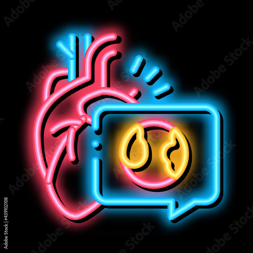 heart atherosclerosis neon light sign vector. Glowing bright icon heart atherosclerosis sign. transparent symbol illustration