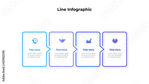 Vector Infographic thin line design with 4 options or steps. Infographics for business concept. Can be used for presentations banner, workflow layout, process diagram or info graph