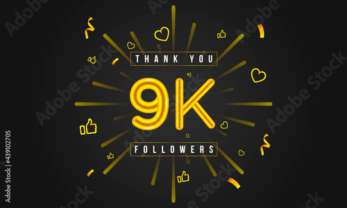 Thank you 9k followers Design. Celebrating 9000 or Nine thousand followers. Vector illustration.