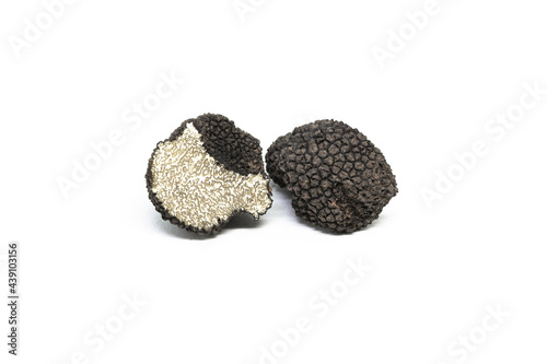 black truffle, tuber aestivum, white background
