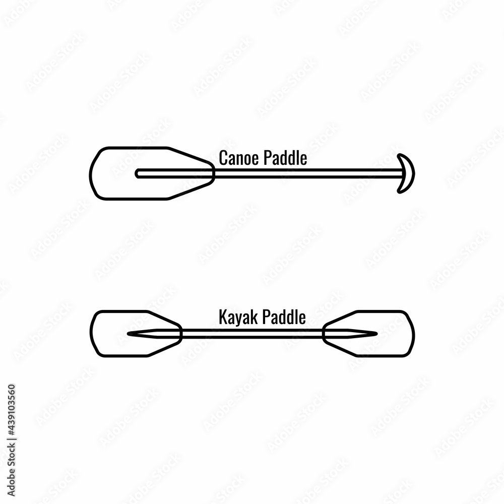 Differences between kayak and canoe paddle illustrated with line