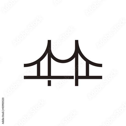 Bridge icon outline silhouette isolated on white background