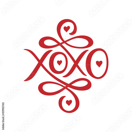 Xoxo hand drawn phrase calligraphy. Valentine's day slogan typography. Vector illustration.