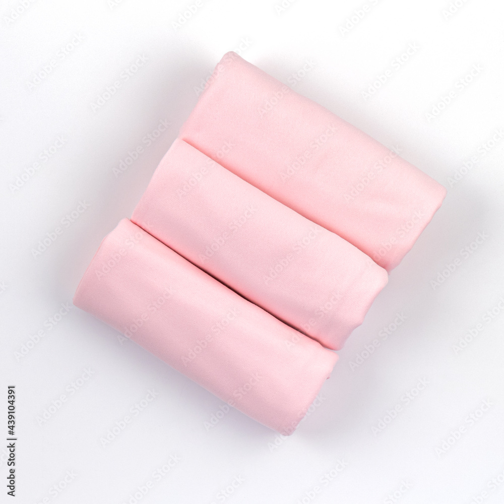 Baby fabric colorful diapers for newborns, top view. Cotton fabric