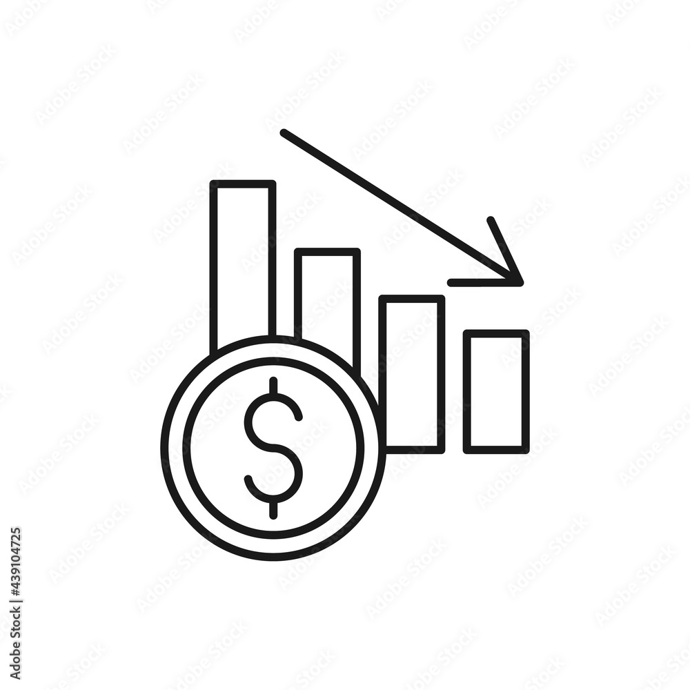Money Chart icon Vector. Money stats with chart bar growing of rising and falling dollar vector design concept for Payment, Finance, Currency and Trading Business website, symbol, icon, sign, App UI Money Chart icon Vector. Money stats with chart bar growing of rising and falling dollar vector design concept for Payment, Finance, Currency and Trading Business website, symbol, icon, sign, App UI