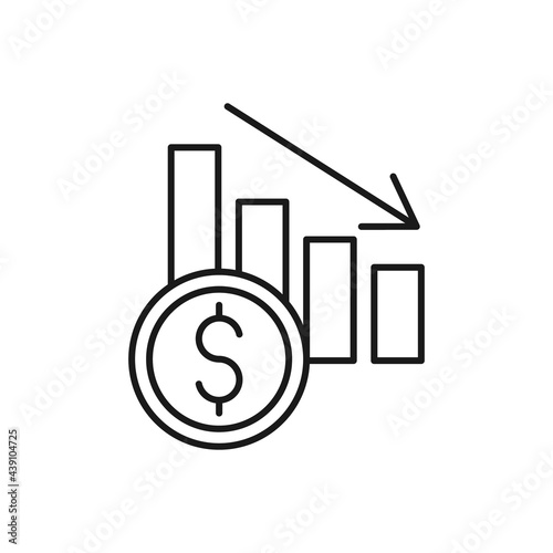 Money Chart icon Vector. Money stats with chart bar growing of rising and falling dollar vector design concept for Payment, Finance, Currency and Trading Business website, symbol, icon, sign, App UI