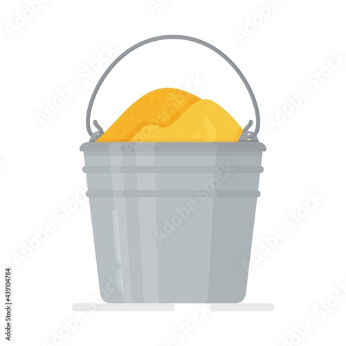 Construction and building materials and tools cartoon vector icons. Vector illustration of metal bucket isolated on white background. 