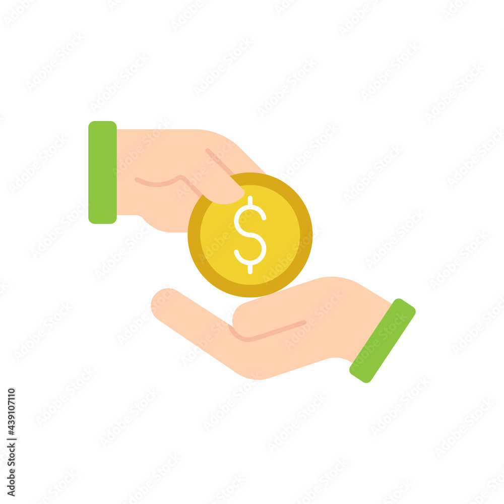 Money with Hand icon Vector Illustration. Money Cash on Hand icon vector design concept for Payment, Finance, Currency and Trading Business. Dollar Money icon for website, symbol, icon, sign, App UI