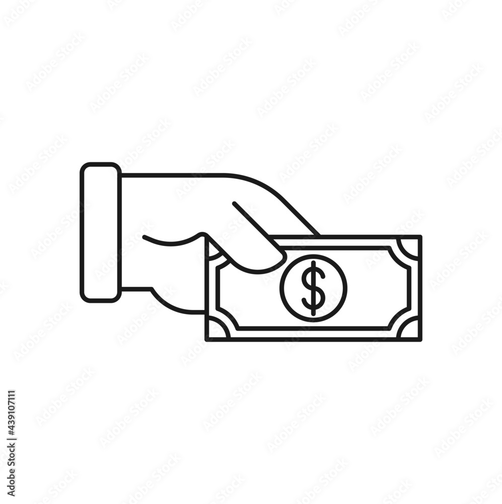 Money with Hand icon Vector Illustration. Money Cash on Hand icon ...