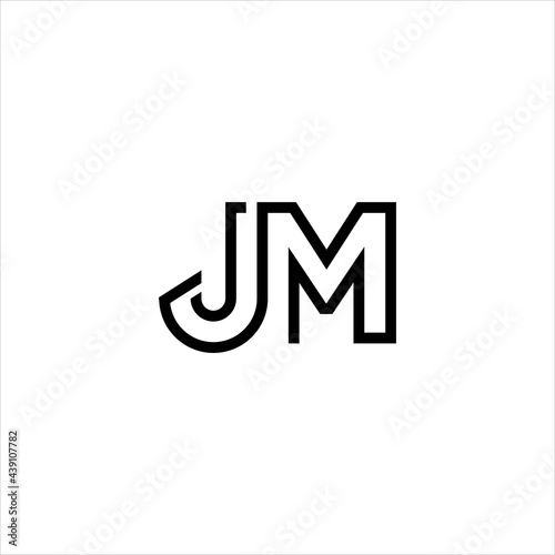 simple jm letter logo design vector with line and geometric abstract