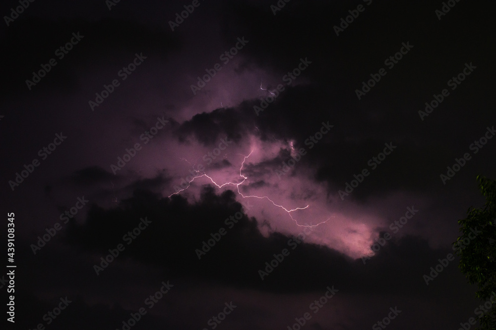 Nature lightning flash in cloudy dark rainy sky Nature lightning flash in cloudy dark rainy sky