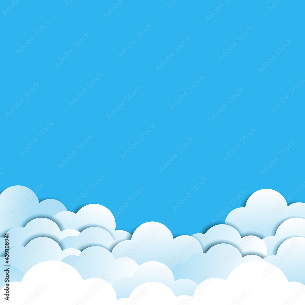 Paper cloud with shadow on blue background Paper cloud with shadow on blue background