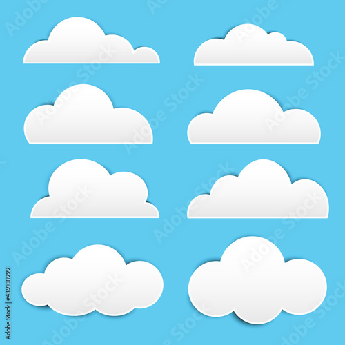 White paper cloud with shadow on blue background