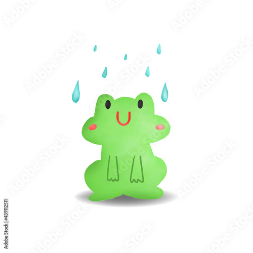 happy frog watercolor digital painting.