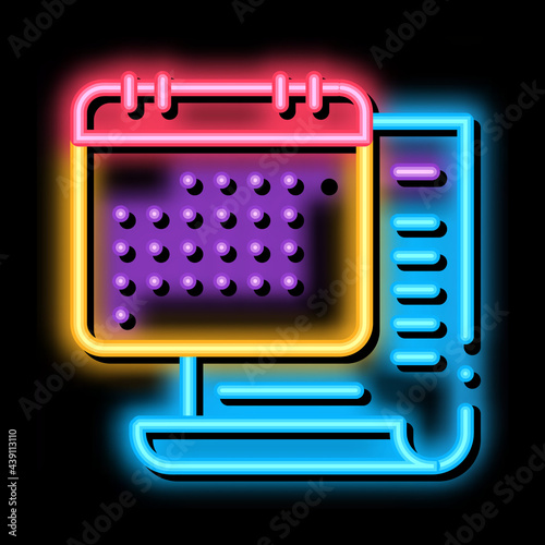 date of license neon light sign vector. Glowing bright icon date of license sign. transparent symbol illustration