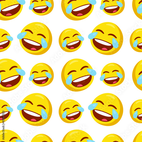 ROFL Icon Emoji Pattern. Rolling on the Floor Laughing Seamless Background Symbols. Doodle Emoticon Illustration Design Vector. photo