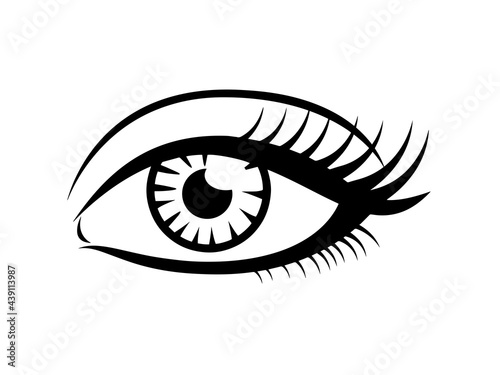 Eyelashes icon, black vector on white. Female eye glamour icon.