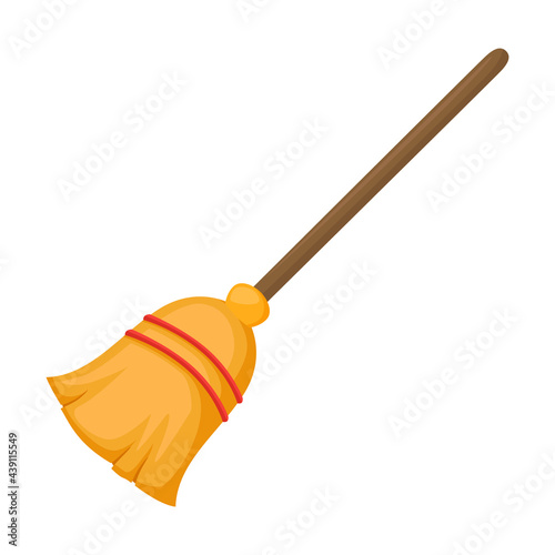Broom Sign Emoji Icon Illustration. Household Tool Vector Symbol Emoticon Design Clip Art Sign Comic Style.