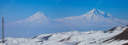 Фотография Panoramic view of Ararat mountain -  the highest point of Turkey (view from Armenia)