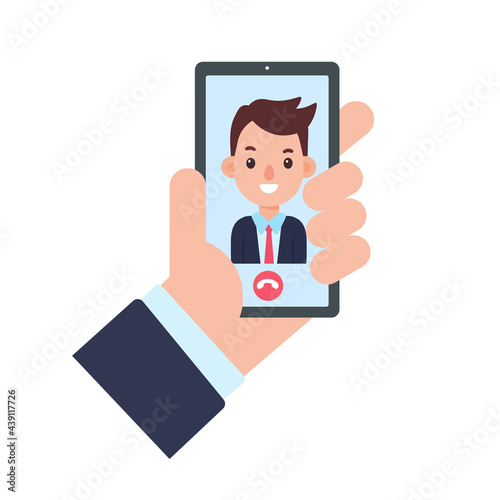 vector businessman on computer screen online meeting concept