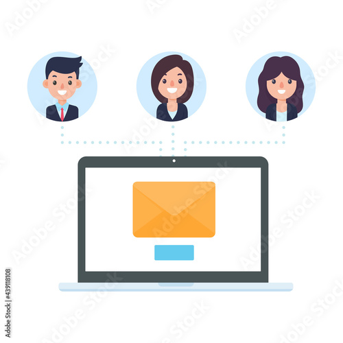 vector letter on computer monitor The concept of e-mail communication