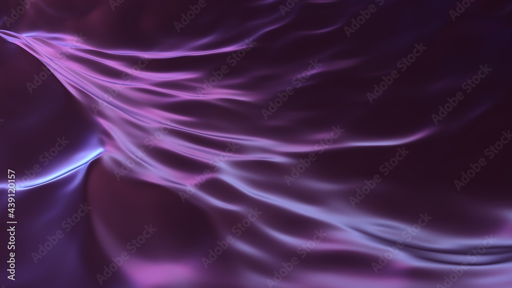 Obraz premium Neon night waves. Glowing 3d ultraviolet render with stormy ocean wave mesh